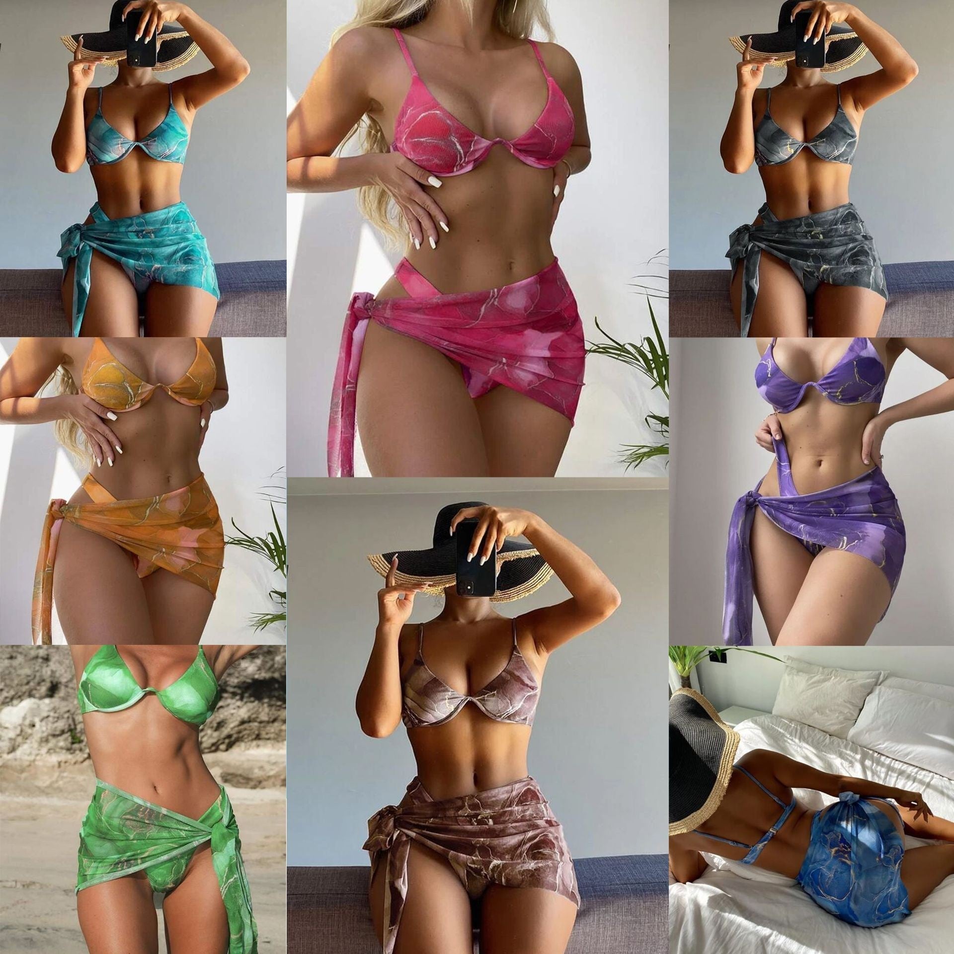 Damen Bikini-Set mit elegantem Wickelrock und modischen Akzenten R&B