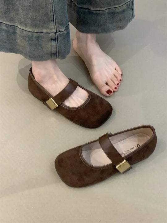 Damen elegante Ballerina-Schuhe mit dekorativem Riemchen und komfortablem Fußbett R&B