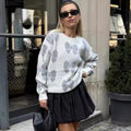 Damen Strickpullover mit floralem Muster und elegantem Rundhalsausschnitt R&B