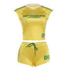 Damen Sportliches Zweiteiliges Set mit kurzem Oberteil und Shorts R&B