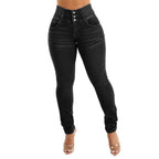 Damen High-Waist Skinny Jeans mit elastischem Bund R&B