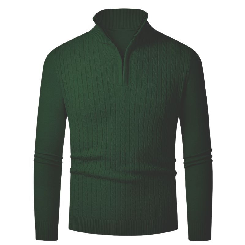 Herren Strickpullover mit modischem Zopfmuster und hochgeschlossenem Kragen R&B