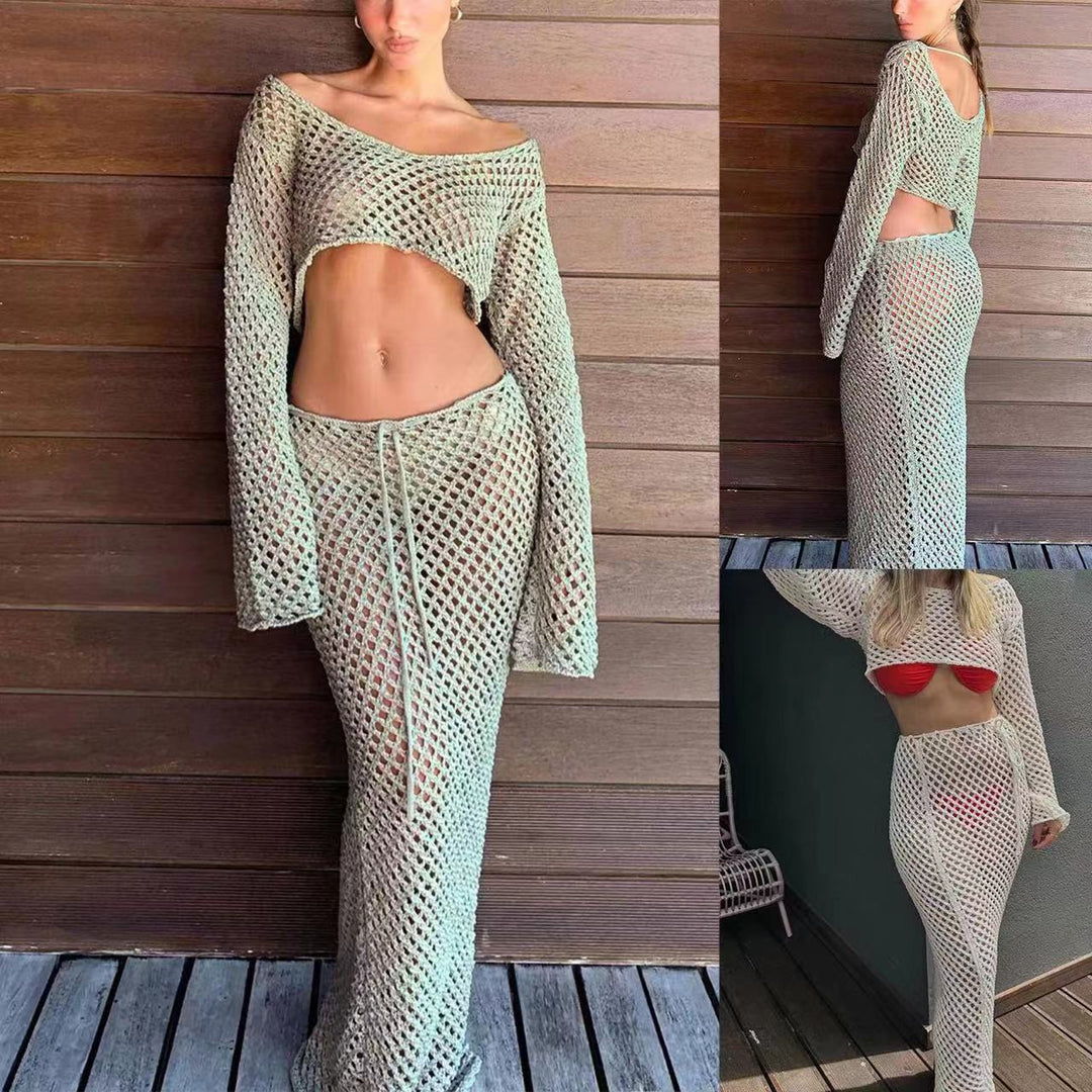 Damen Netzkleid mit langem Schnitt und stylishen Rüschen R&B