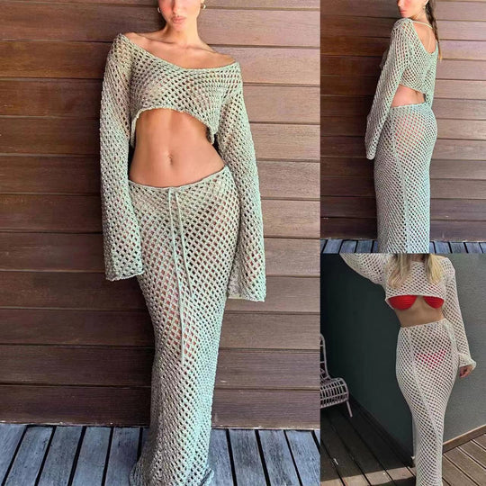Damen Netzkleid mit langem Schnitt und stylishen Rüschen R&B