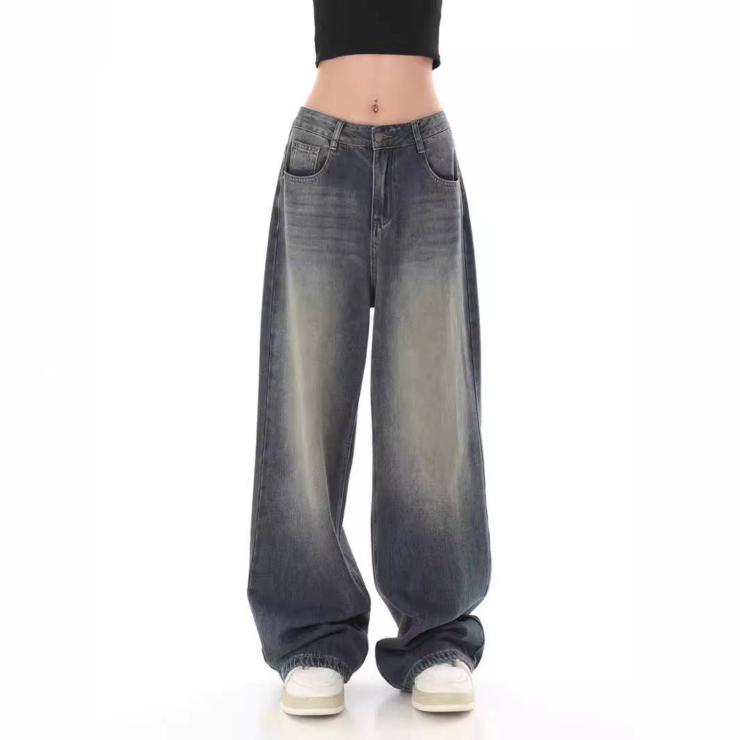 Damen Weite Jeanshose mit hohem Bund R&B