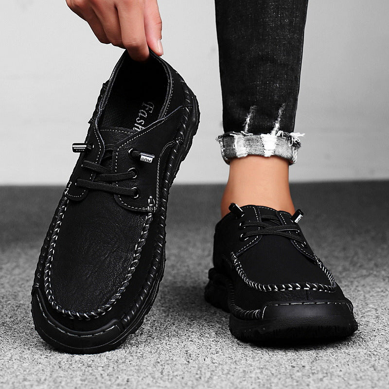 Herren Freizeit-Leder-Sneaker mit handgenähter Verarbeitung R&B