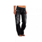 Damen Destroyed Jeans mit weitem Bein und lässiger Passform