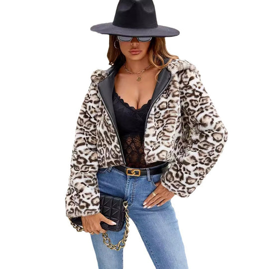 Damen Kunstfelljacke mit kontrastierenden Details und modischem Schnitt R&B