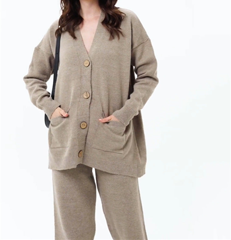 Damen gemütlicher Strick-Cardigan mit praktischen Taschen und Knopfdetails R&B