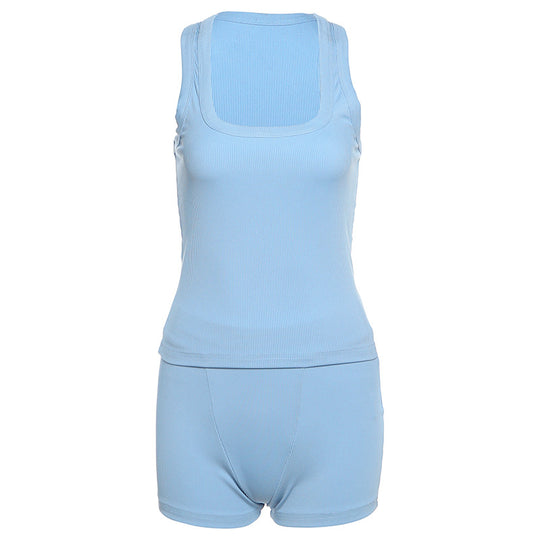 Damen Sportliches Loungewear-Set mit ärmellosem Oberteil und Shorts R&B