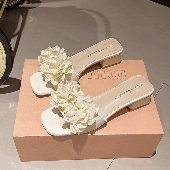 Damen dekorative Mules mit Blumenakzent R&B