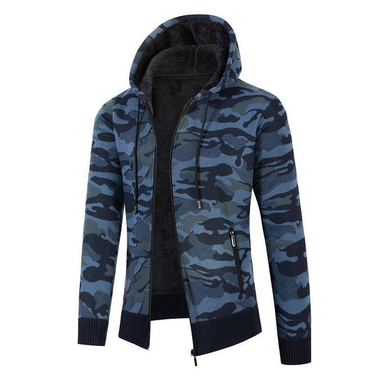 Herren lässige Jacke mit Fleece-Futter und Camouflage-Muster R&B