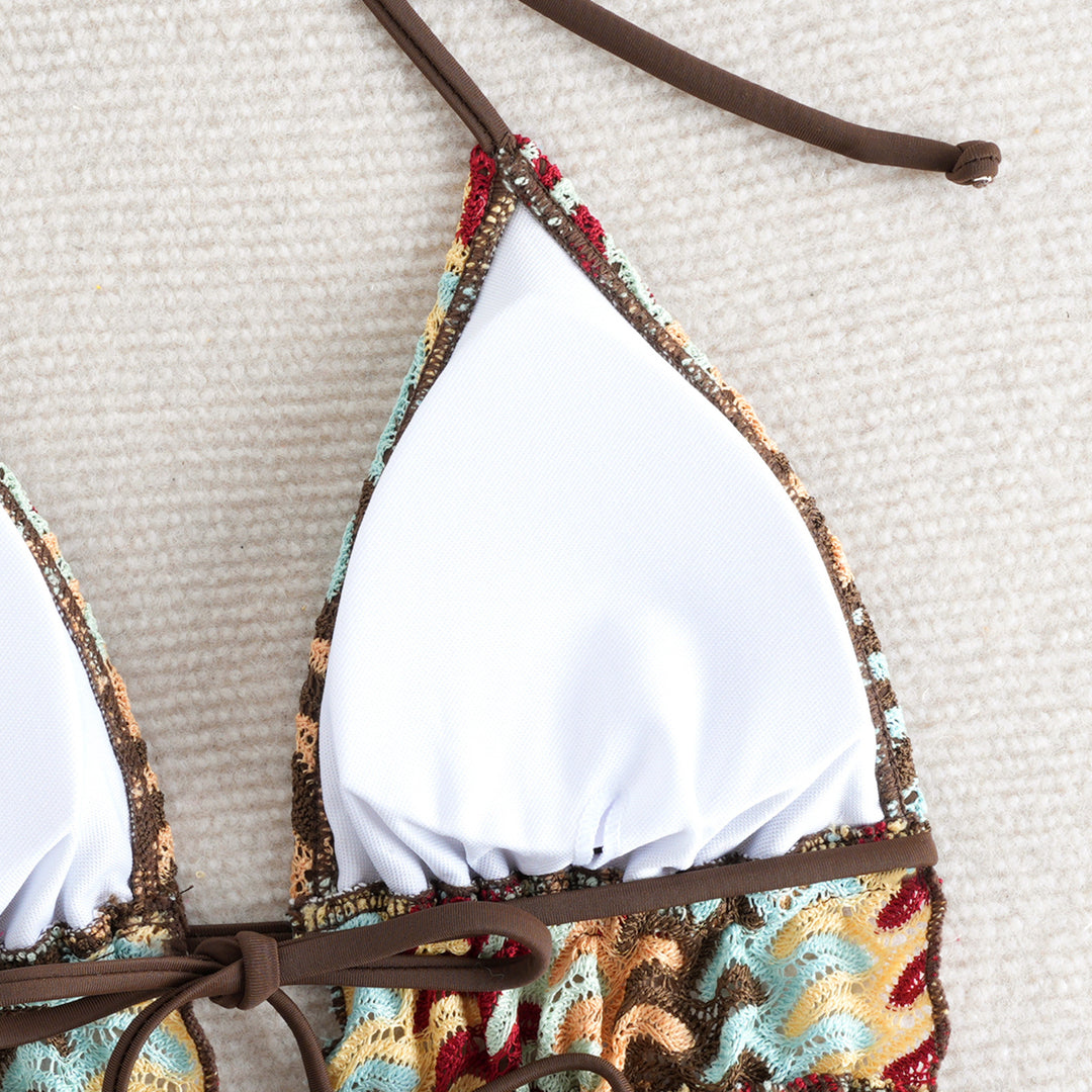 Damen Bikini-Set mit kreativem Rüschendetail und verstellbaren Trägern R&B