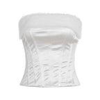 Damen-Corsage mit elegantem Pelzkragen und figurbetonendem Design R&B