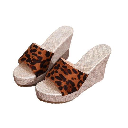 Damen Wedge-Pantoletten mit tierischem Druck und komfortablem Fersenbereich R&B