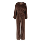 Damen bequemer Sportanzug mit lockerer Passform und Kapuzenjacke R&B