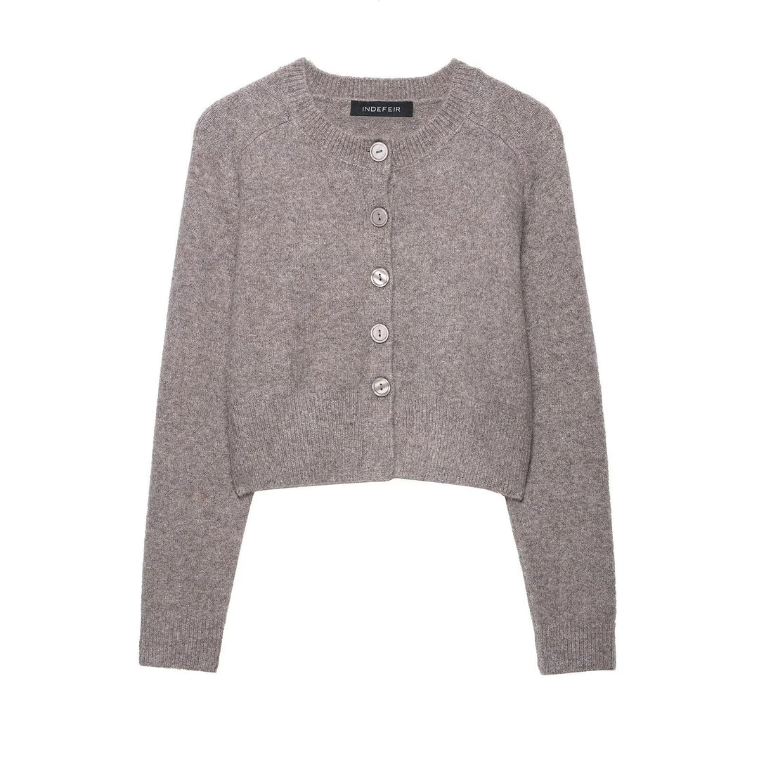 Damen Kurzstrickjacke mit Knopfdetails R&B