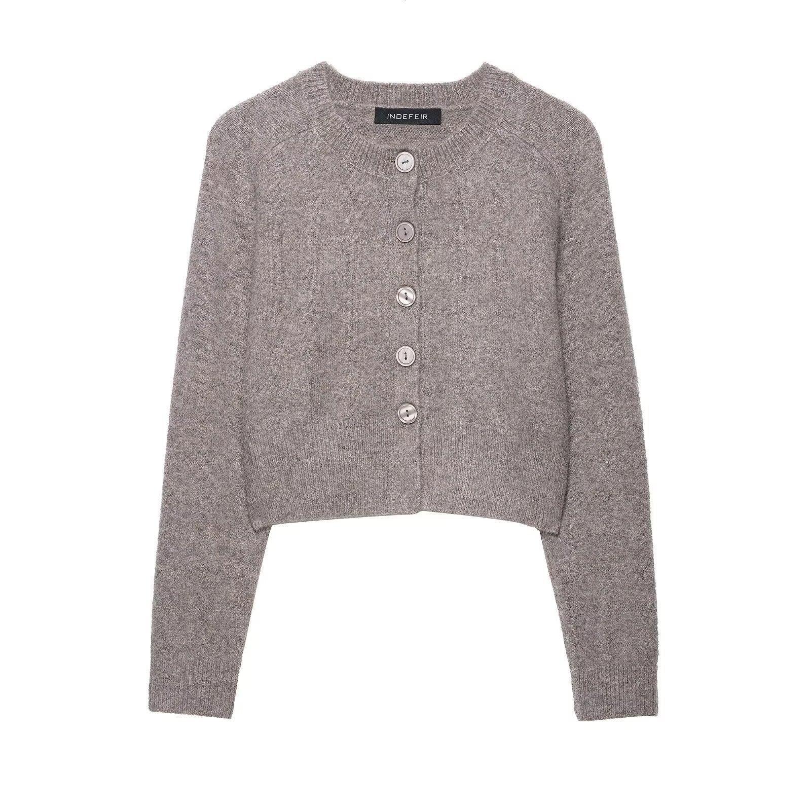 Damen Kurzstrickjacke mit Knopfdetails R&B
