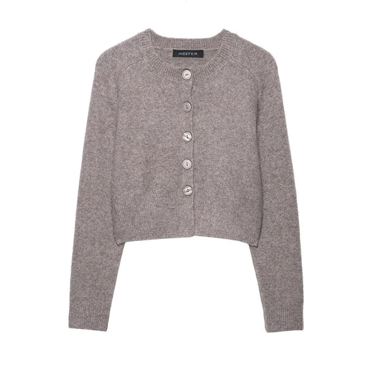 Damen Kurzstrickjacke mit Knopfdetails R&B