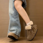 Damen Warme Fleece-Boots mit gefüttertem Innenfutter und dekorativen Schnürsenkeln R&B