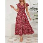 Damen Maxikleid mit floralem Design und voluminösen Ärmeln R&B