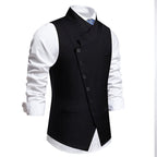 Herren elegante Anzugweste mit asymmetrischem Kragen und modernen Akzenten R&B