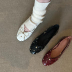 Damen Ballerinas mit modischem Schleifendesign und dekorativem Perlenbesatz R&B