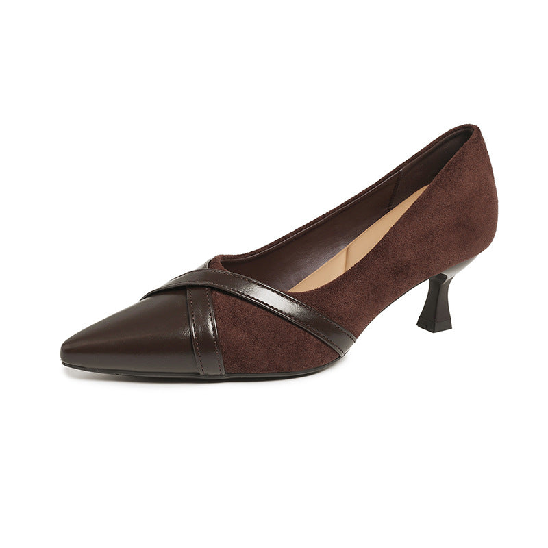 Damen elegante Slingback-Pumps mit spitzem Zehenbereich und modischem Riemchen R&B