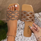 Damen Badeschuhe mit funkelnden Zierriemen R&B