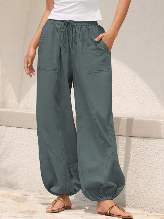 Damen Lässige Weitbein-Hose mit praktischen Taschen R&B