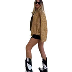 Damen Glamouröse Paillettenjacke mit kurzem Schnitt und eleganten Akzenten R&B