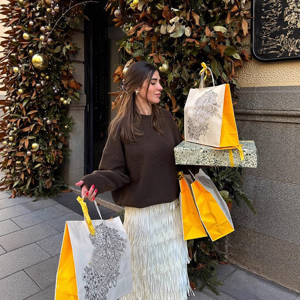 Damen Bequemer Oversized Crewneck Pullover R&B