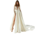 Damen Hochzeitskleid mit eleganten Spitze-Applikationen und schwingendem Rock R&B