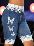 Damen Designer-Shorts mit floralen Spitzen- und Schmetterlingsapplikationen R&B