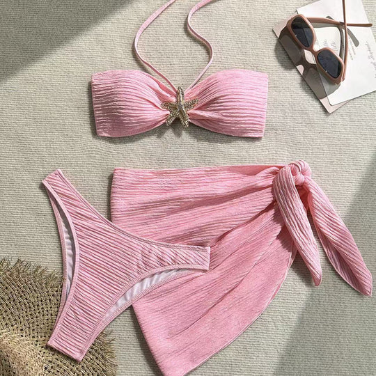 Damen Bandeau-Bikini mit schickem Wickeltuch R&B