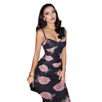 Damen Midi-Kleid mit floralem Muster und eleganter Spitzenborte EB