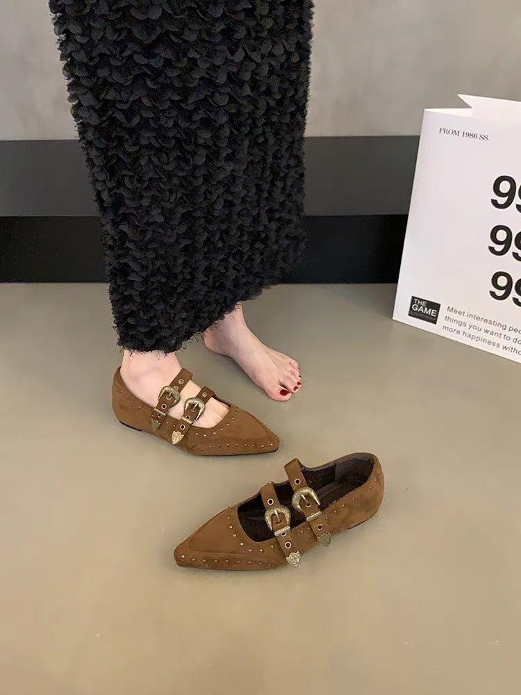 Damen Ballerina-Schuhe mit dekorativen Riemchen und funkelndem Detail R&B