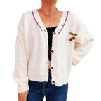 Damen verspielte Strickjacke mit buntem Knopfdesign und hohem Komfort R&B