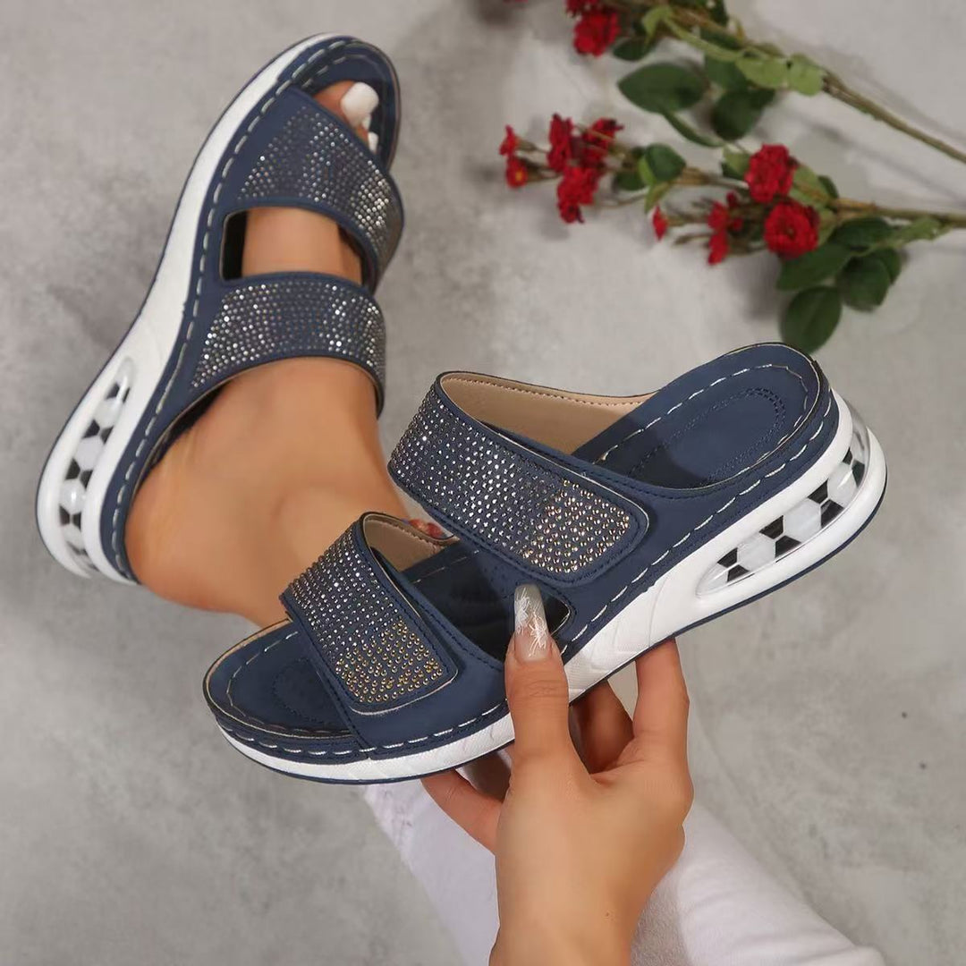 Damen Komfortable Riemchen-Sandalen mit Glitzerakzenten R&B