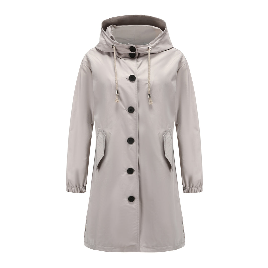Damen modische Übergangsjacke mit verstellbarer Kapuze und praktischen Taschen R&B