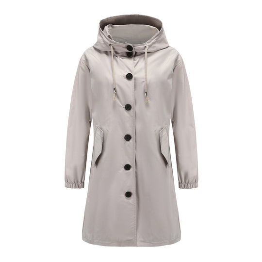 Damen modische Übergangsjacke mit verstellbarer Kapuze und praktischen Taschen R&B