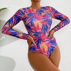 Damen Langarm-Badeanzug mit eleganter Marmor-Optik R&B