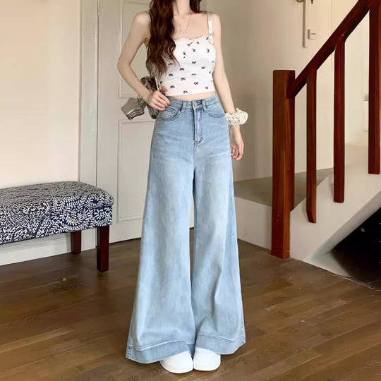 Damen Weite Jeans im entspannten Look mit hohem Bund und modischen Akzenten R&B