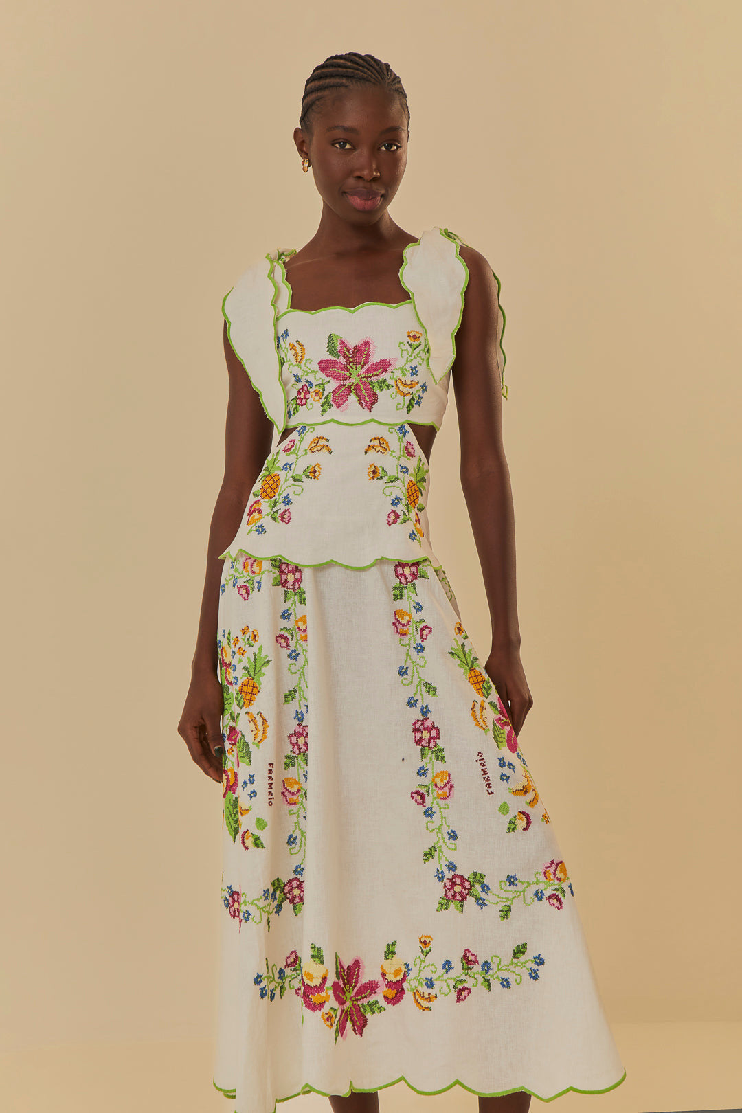 Damen Sommerkleid mit aufwendiger floralem Stickdesign R&B