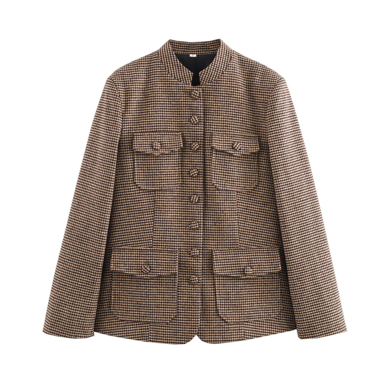 Damen elegante Karojacke mit durchgehender Knopfleiste und praktischen Taschen R&B