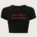 Damen Crop-Shirt mit kreativem Schriftzug R&B