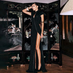 Damen Elegantes Wickelkleid mit hochgeschlossenem Kragen und schmaler Silhouette R&B