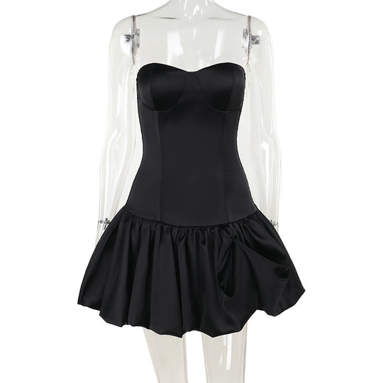 Damen kurzes Abendkleid mit voluminösem Rock und elegantem Bustier-Oberteil R&B