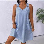 Damen Freizeitkleid mit schmalen Trägern und praktischen Taschen R&B