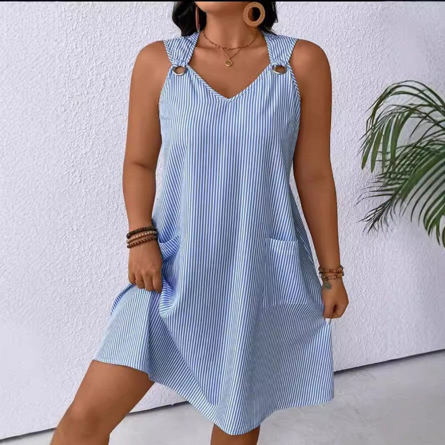 Damen Freizeitkleid mit schmalen Trägern und praktischen Taschen R&B